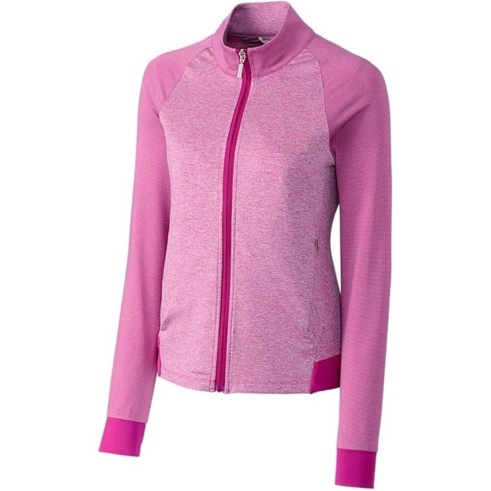CUTTER BUCK Fuchsia Sz Large Full Zip DRYTEC UPF 50+ Athletic Lightweight Jacket